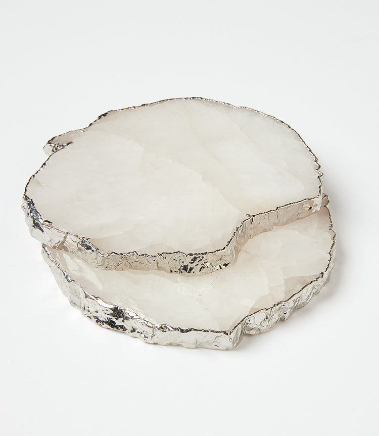 Silver Quartz Coasters, Set of 2