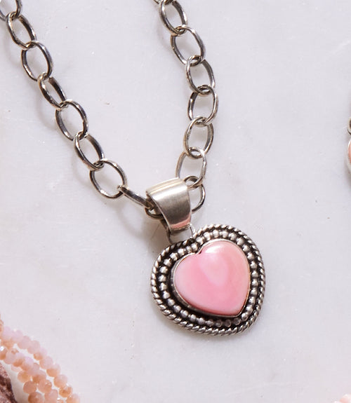 Pink Conch Heart Necklace