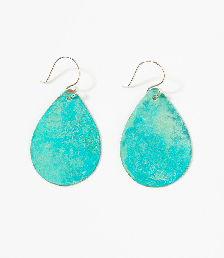 Verdigris Brass Teardrop Earrings