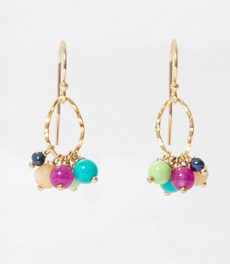 Gemstone Cluster Earrings