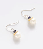 Pearl and Kyanite Drop Earrings