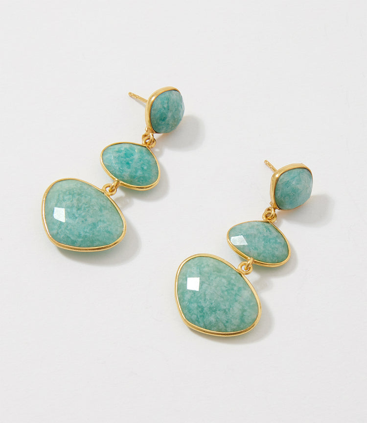 Triple Drop Gemstone Earrings