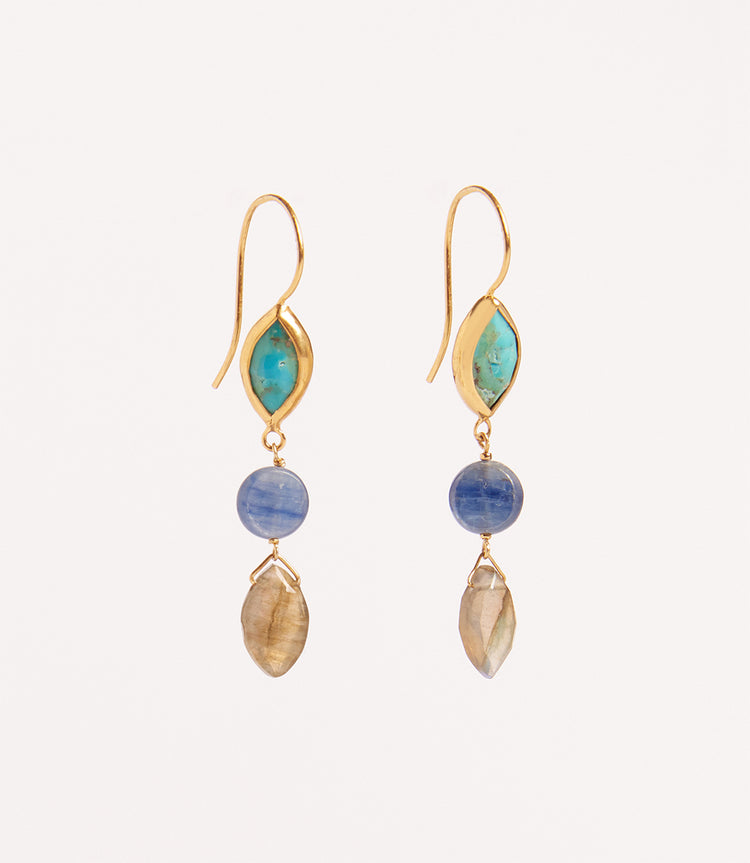 Chan Luu Triple Drop Turquoise Earrings