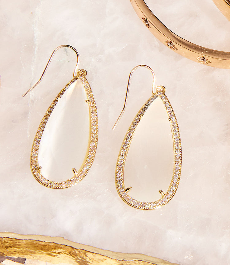 Pavé Long Teardrop Earrings