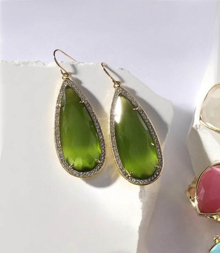 Pavé Long Teardrop Earrings