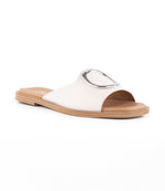 Silver Accent Leather Slide Sandals