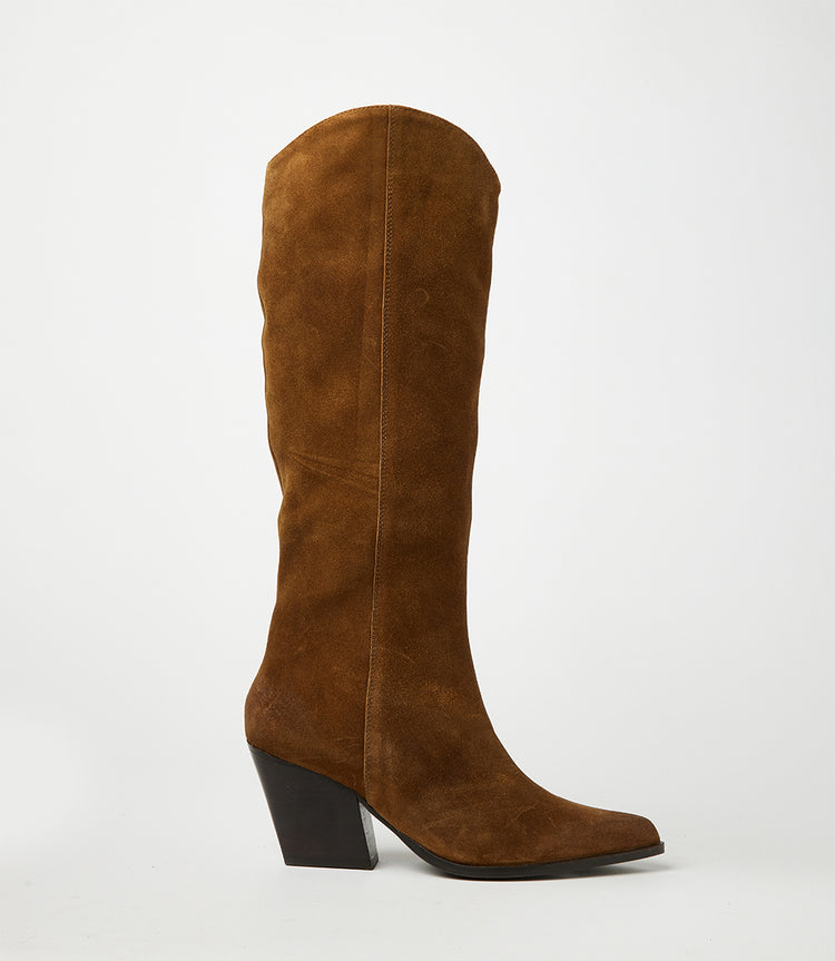 Cognac knee high boots best sale