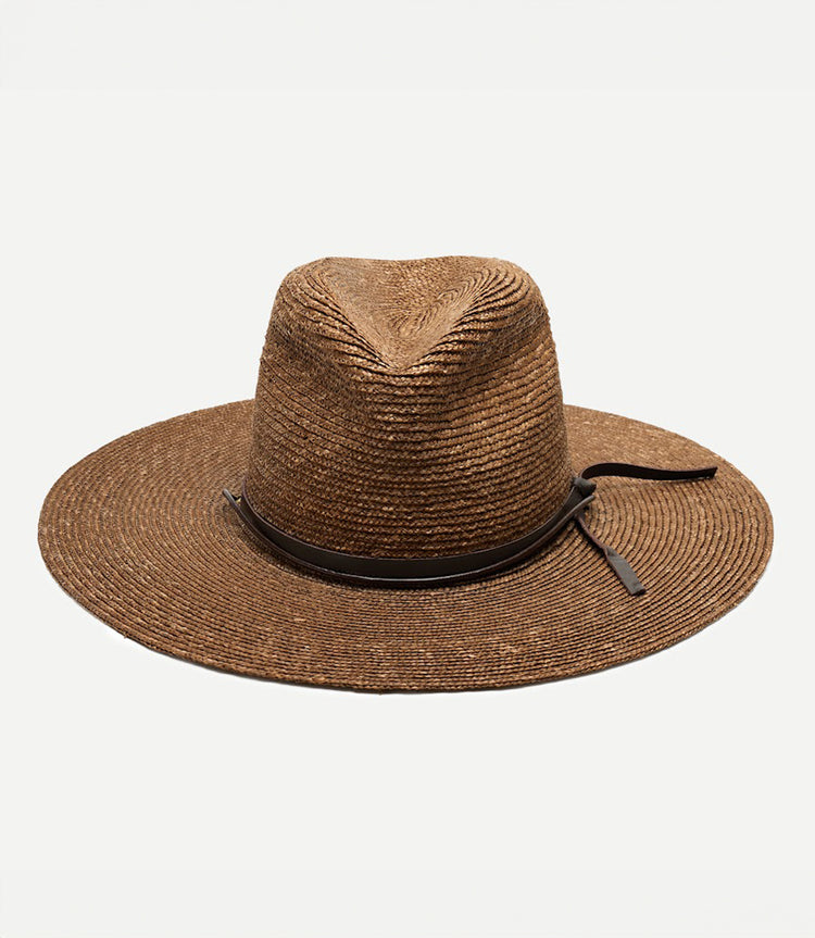 Straw Hat With Leather Tie