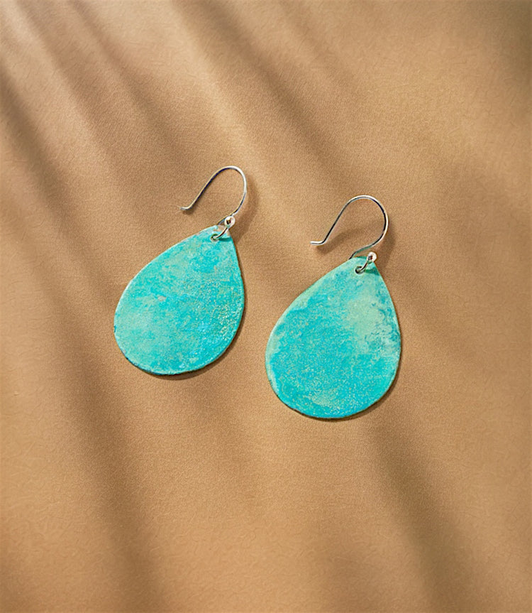 Verdigris Brass Teardrop Earrings