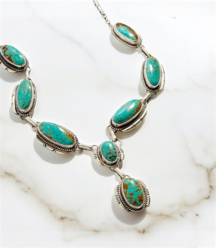 Turquoise Stone Station Necklace