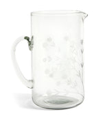 Etched Floral Glass Pitcher