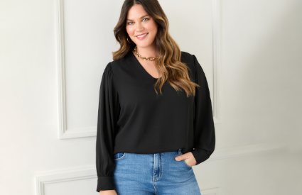 Brown Plus Size Asymmetric Fringe Top | Karen Kane