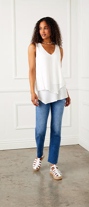 White Layered Tank and Jeans