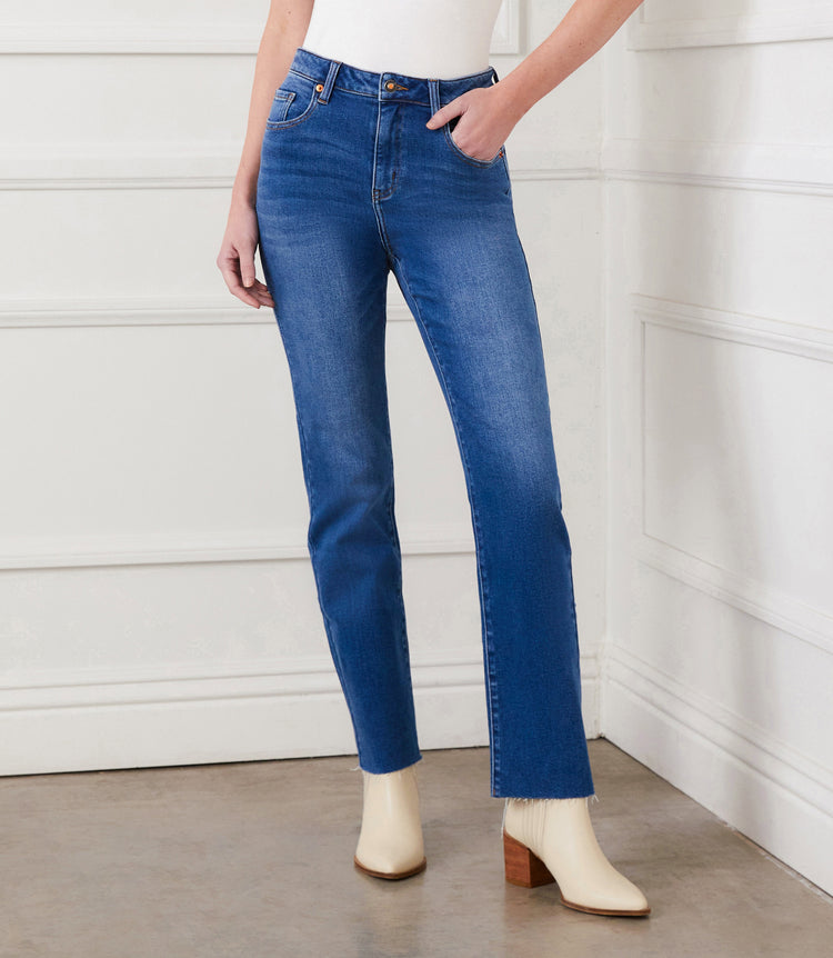 Raw Hem Straight Jeans