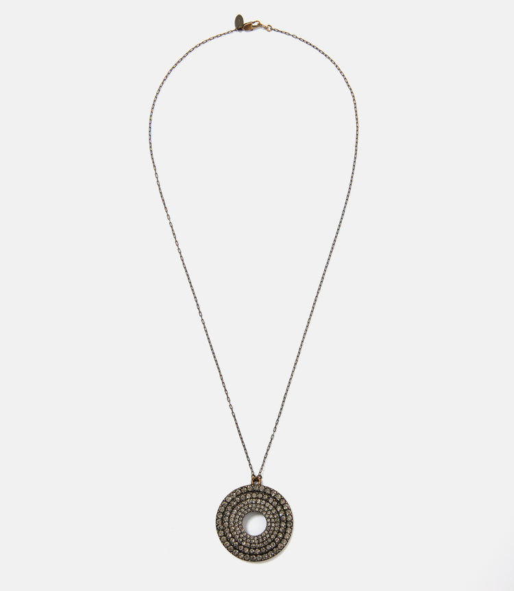 Open Disc Pavé Necklace