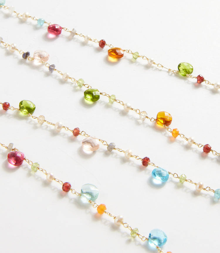 Long Beaded Gemstone Necklace