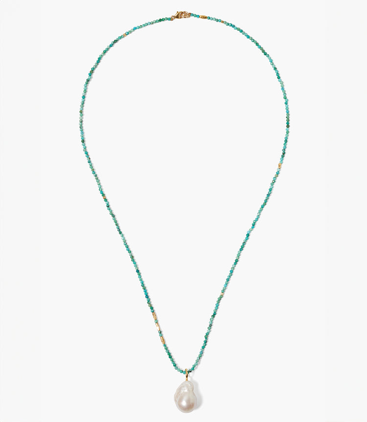 Chan Luu Pearl Pendant With Turquoise Chain