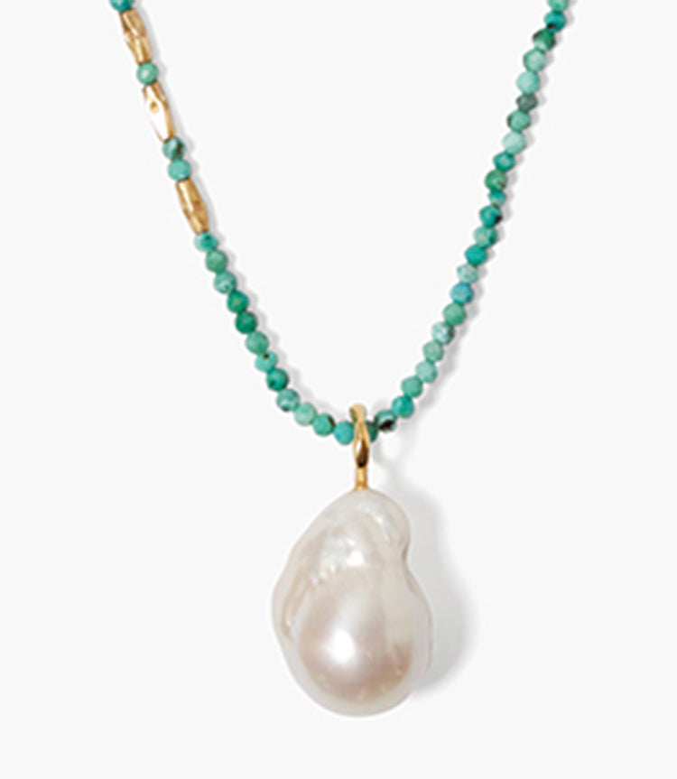 Chan Luu Pearl Pendant With Turquoise Chain