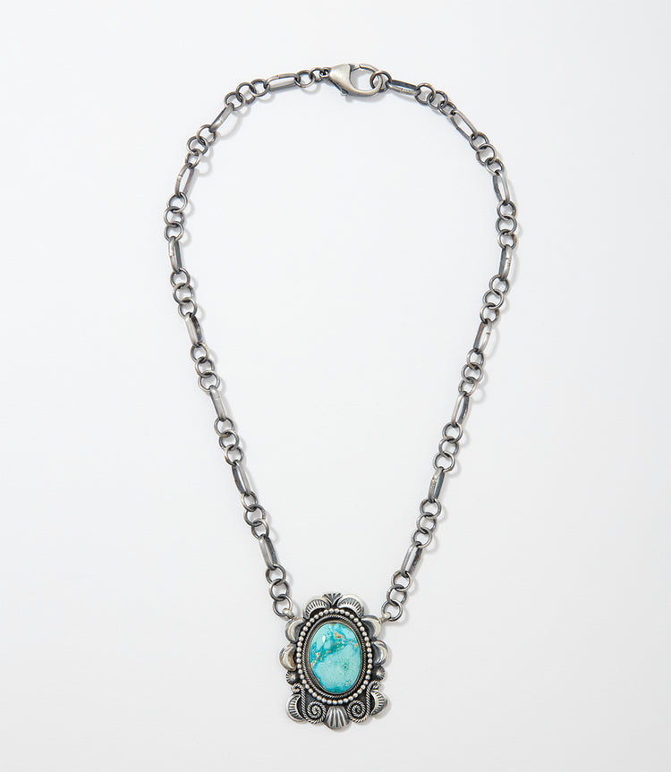 Embellished Turquoise Pendant Necklace