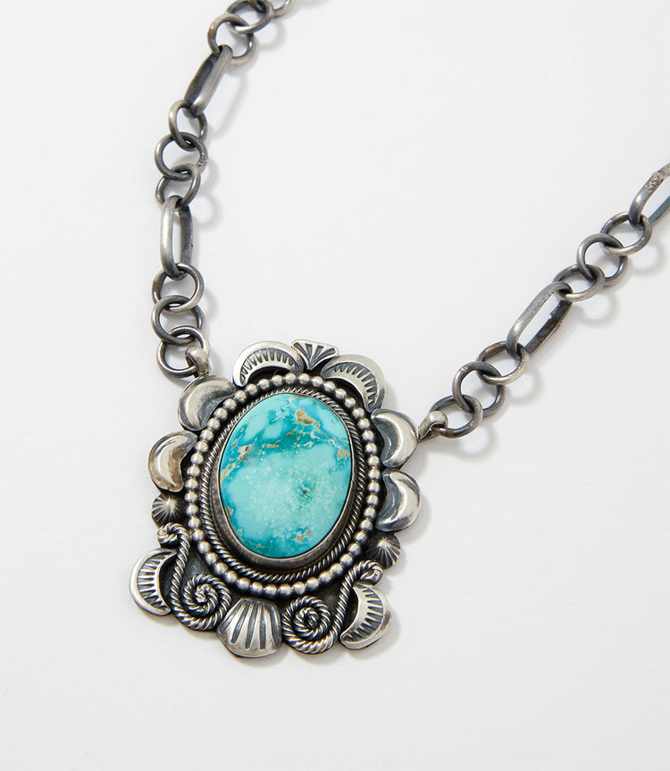 Embellished Turquoise Pendant Necklace