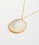 Mother Of Pearl Pendant Disc Necklace