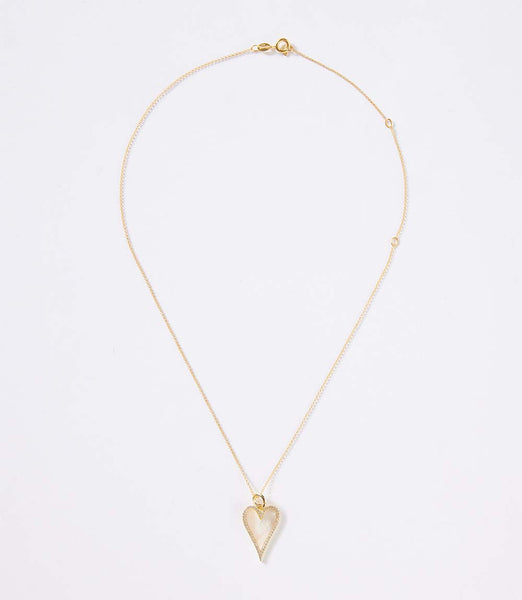 Gold Pavé Mother Of Pearl Heart Necklace | Karen Kane