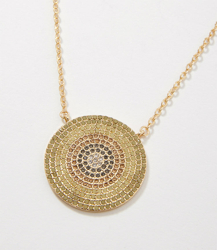 Ombre Pavé Disc Necklace