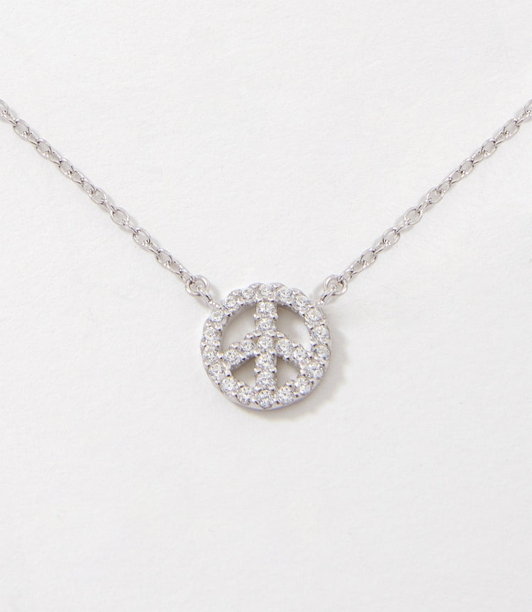 Pavé Peace Sign Necklace