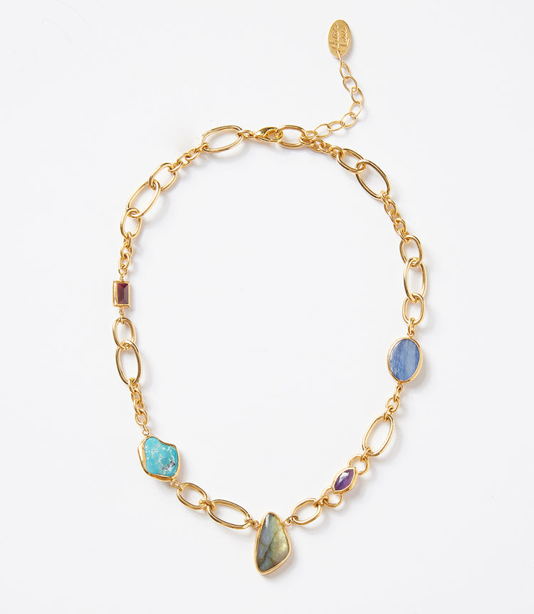 Chan Luu Mixed Gemstone Chainlink Necklace