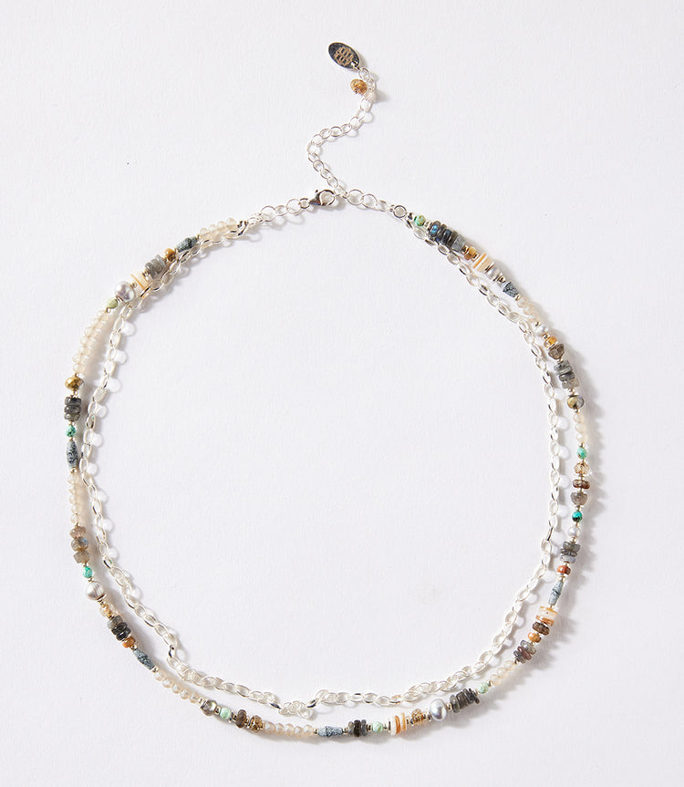 Abalone and Pearl Multistrand Necklace