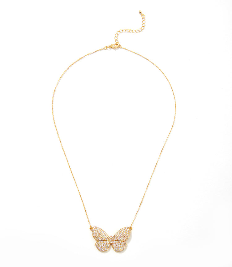 Pavé Butterfly Pendant Necklace