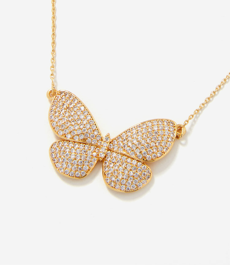 Pavé Butterfly Pendant Necklace