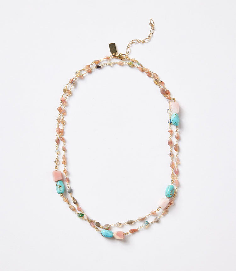 Long Beaded Gemstone Necklace