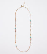 Long Beaded Gemstone Necklace