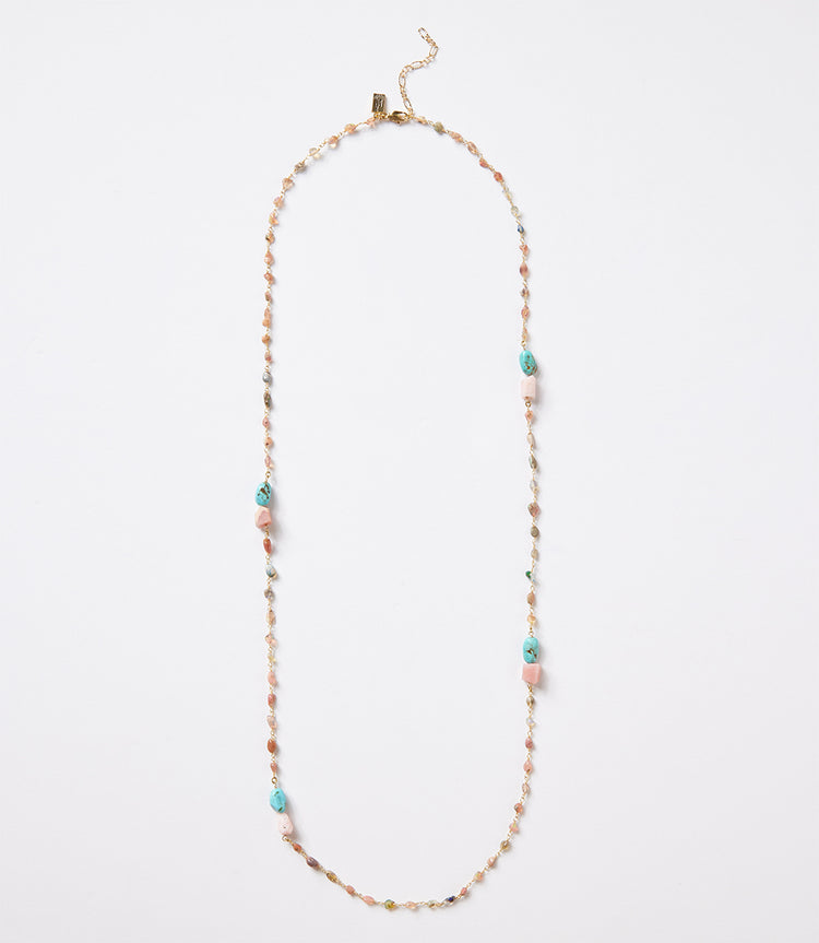 Long Beaded Gemstone Necklace