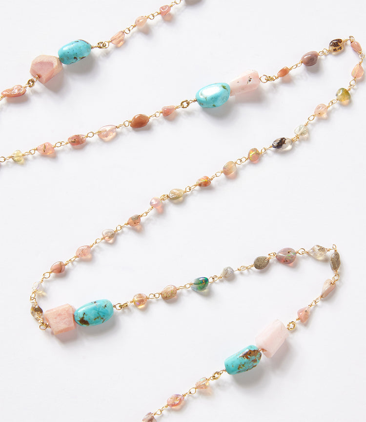 Long Beaded Gemstone Necklace