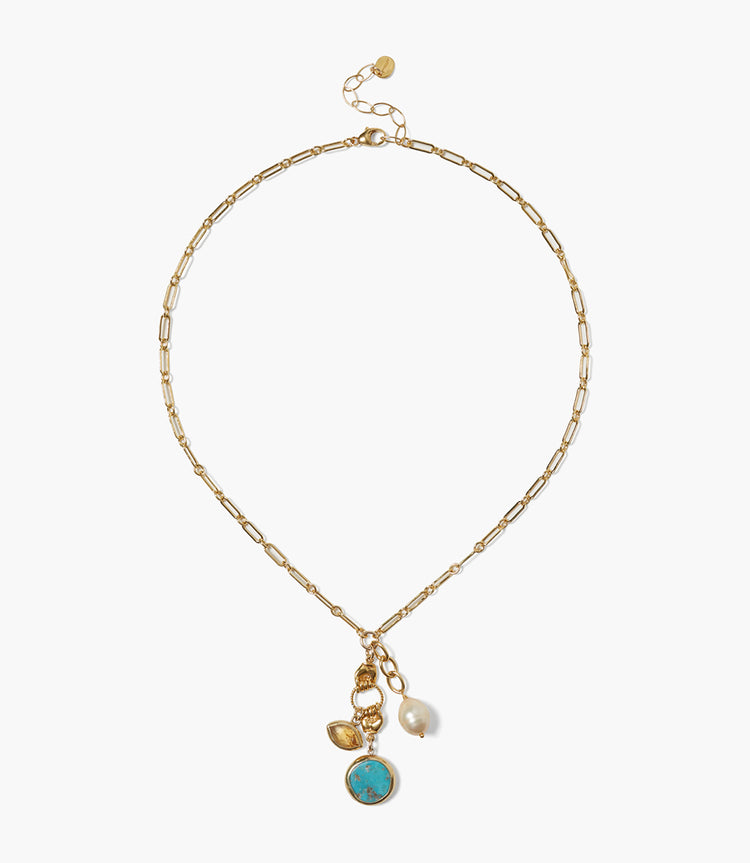 Chan Luu Pearl and Turquoise Dangle Necklace