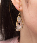 Natural Agate Gold Earrings