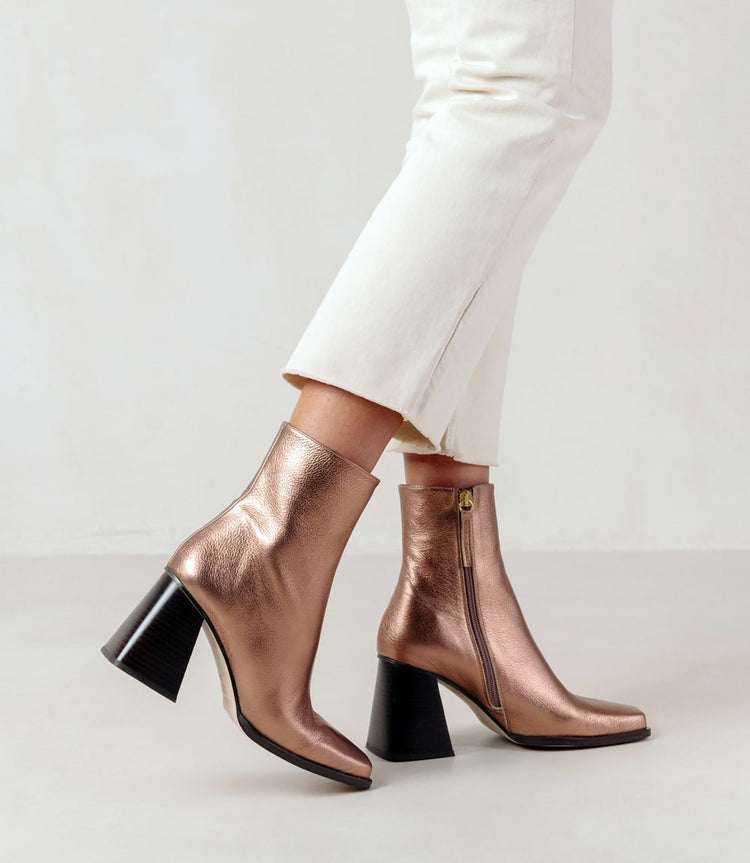 Metallic leather booties best sale