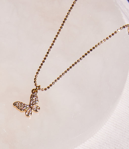 Gold Pavé Butterfly Necklace | Karen Kane