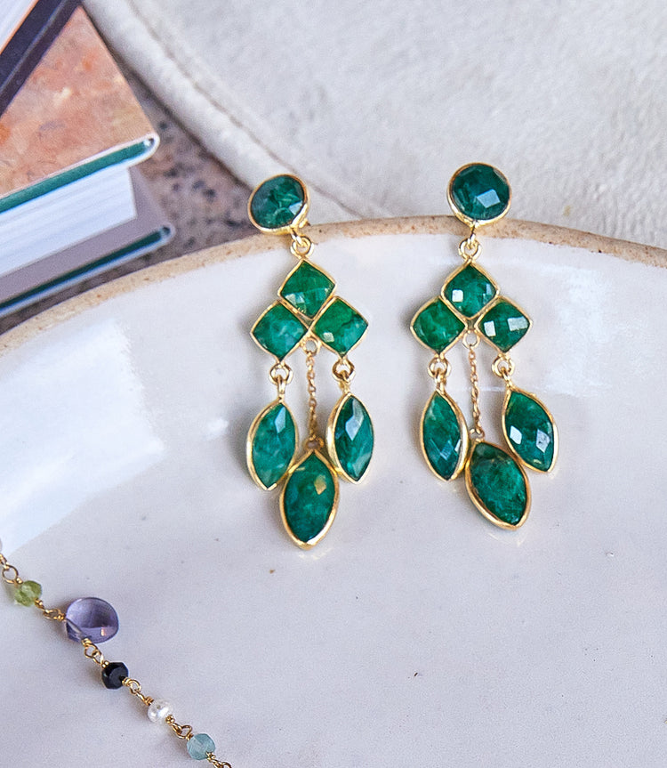 Emerald Chandelier Gemstone Earrings | Karen Kane