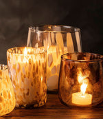 Bronze & White Glass Candleholder