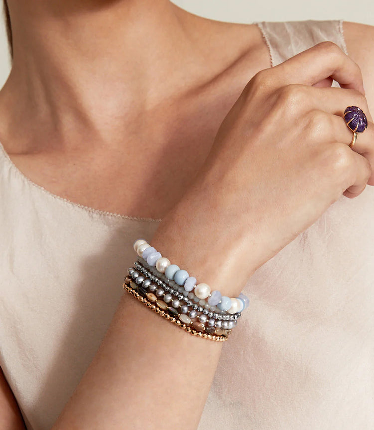 Chan Luu Stacked Pearl And Gold Bracelet