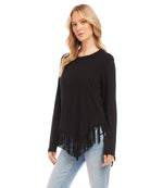 Petite Size Asymmetric Fringe Top