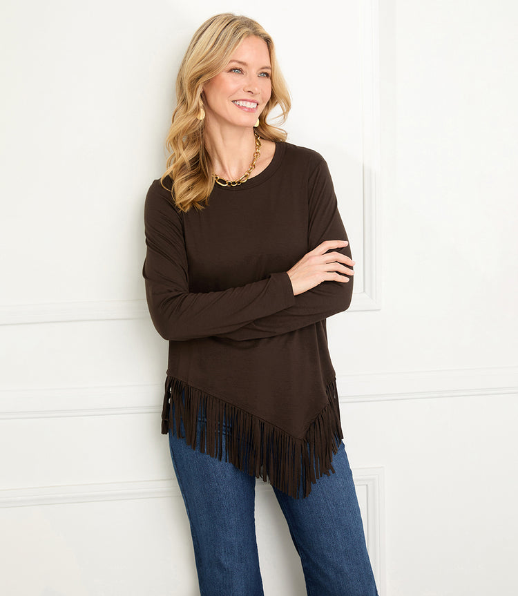 Asymmetric Fringe Top