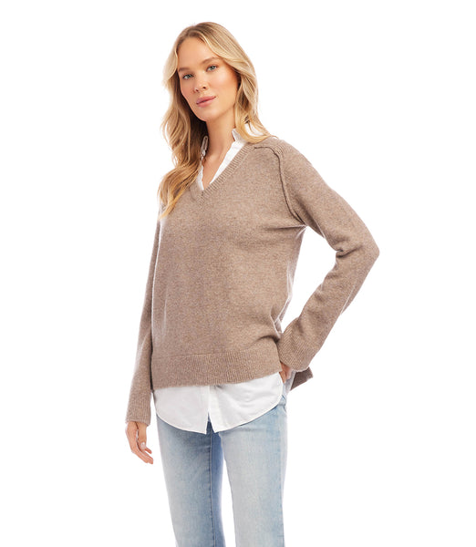 Wheat Layered Sweater | Karen Kane