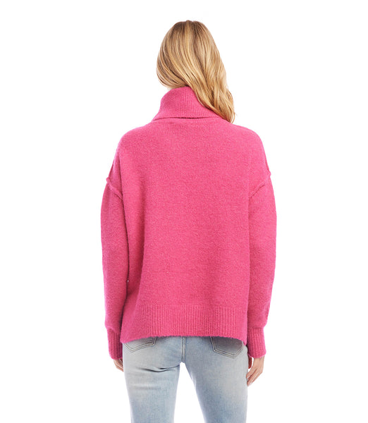 Hot Pink Turtleneck Sweater