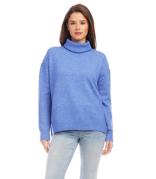 Blue Turtleneck Sweater | Karen Kane
