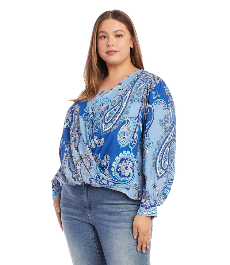 Plus Size Drape Front Top