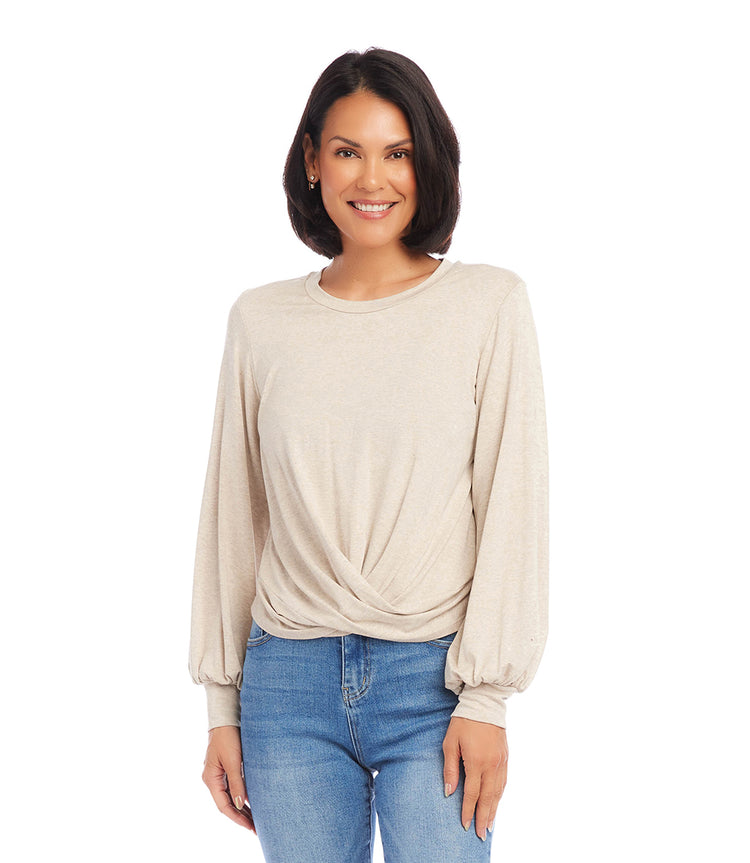 Oatmeal Drape Front Top | Karen Kane